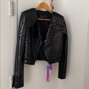 BCBGMAXAZRIA sequined black bomber vest